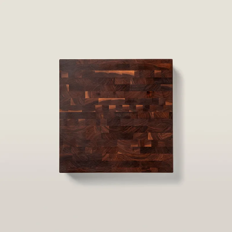 Walnut Square Chopping Block, Non-Reversible, End Grain, 4" Thick (CCB Series)