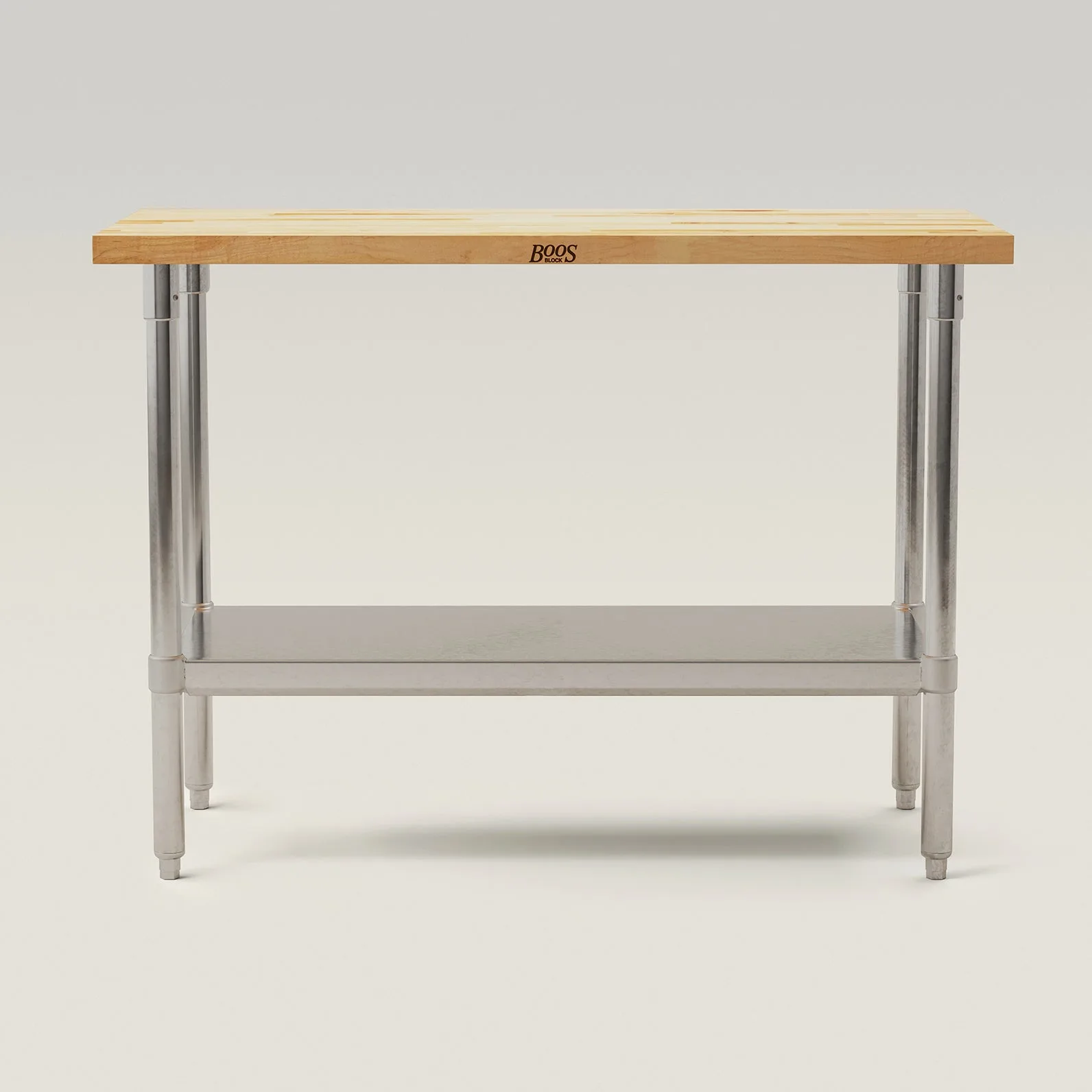 1-1/2" Thick - Wood Top Work Tables with Galvanized Base & Adjustable Undershelf, 24" Wide (JNS)