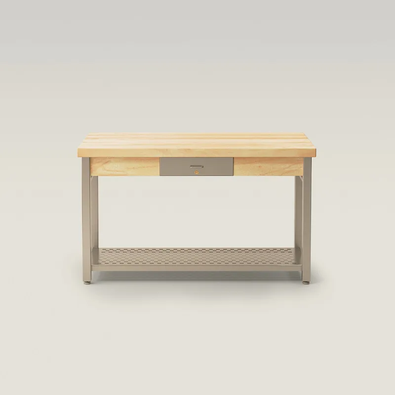 Maple Cucina Grande Table With Drawer, Towel Bars & Undershelf