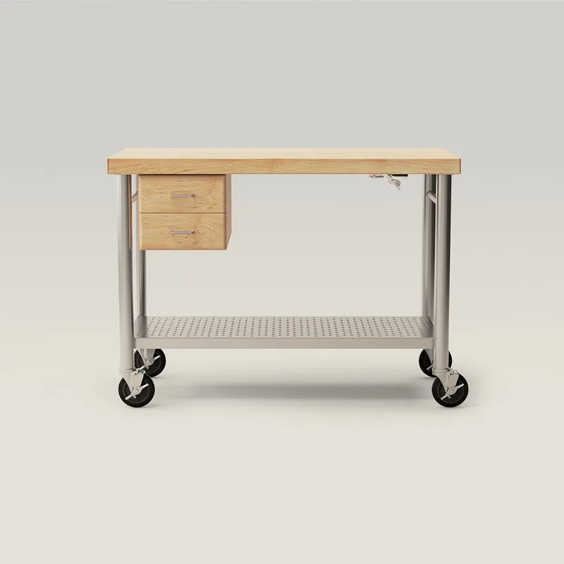Maple Cucina Magnifico Kitchen Cart With Undershelf, Drawers And Towel Bars