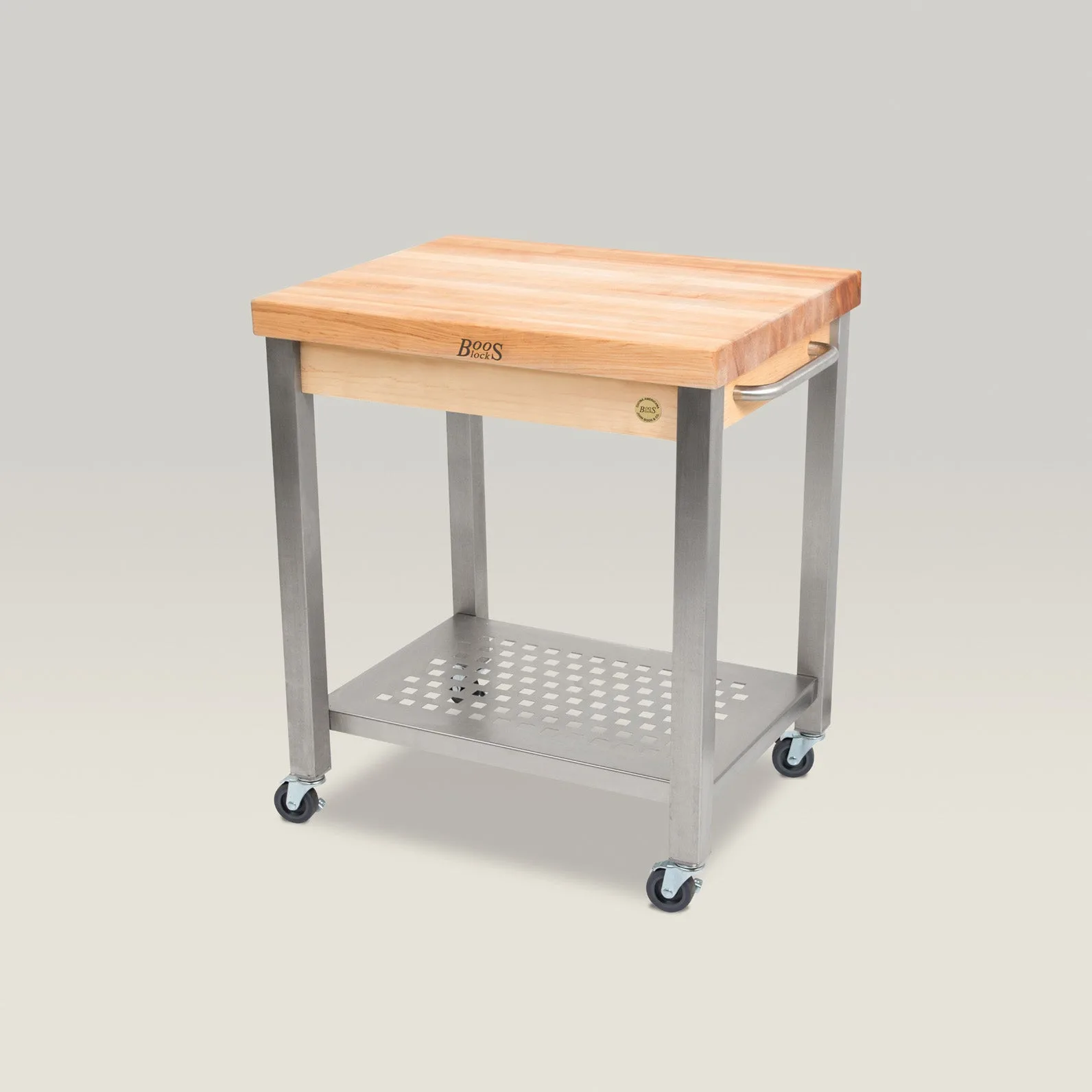 Maple Edge Grain Cucina Technica Kitchen Cart With Undershelf And Towel Bar
