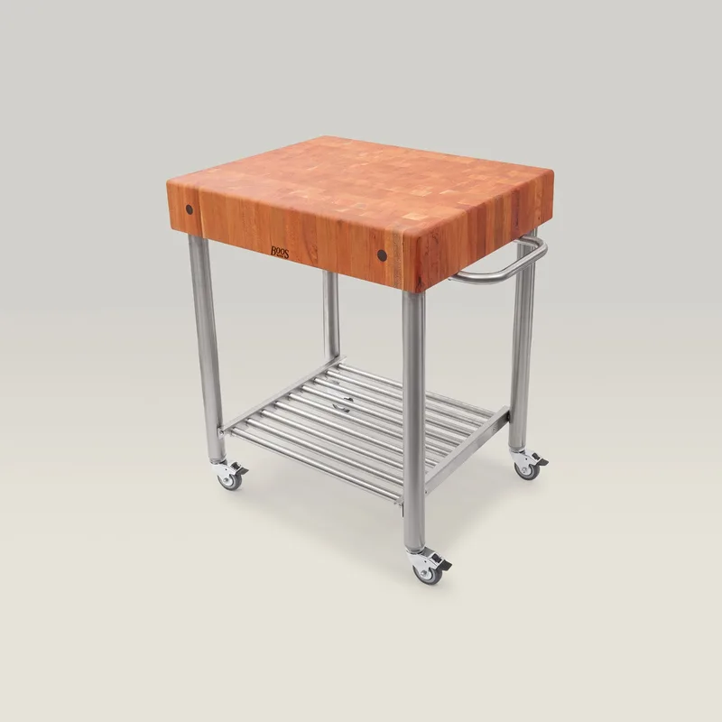 Cherry Cucina D'Amico Kitchen Cart With Undershelves And Towel Bar