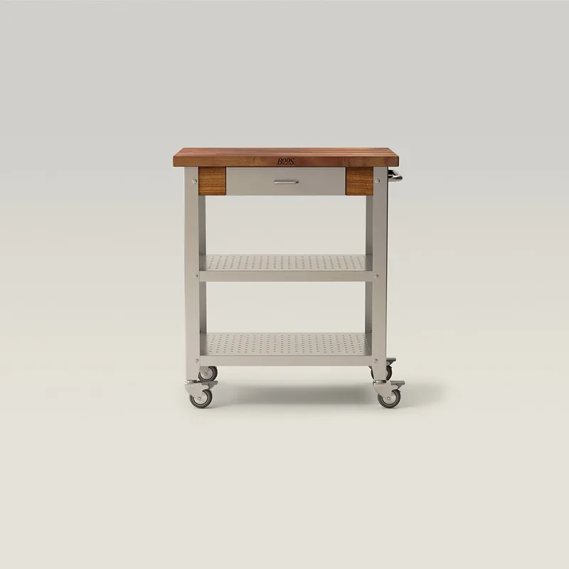 Walnut Cucina Elegante Kitchen Cart (No Drop Leaf)