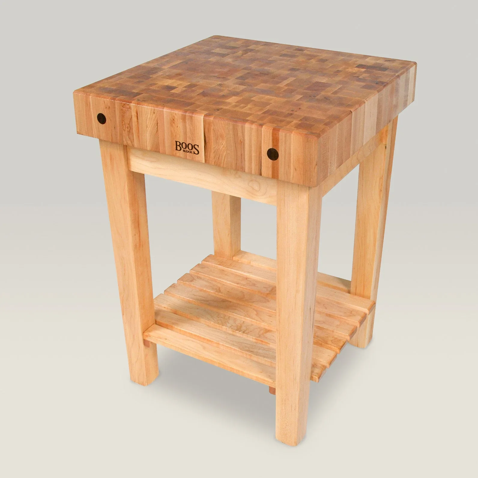 24" x 24" x 4" Maple Gourmet Block With Lower Shelf