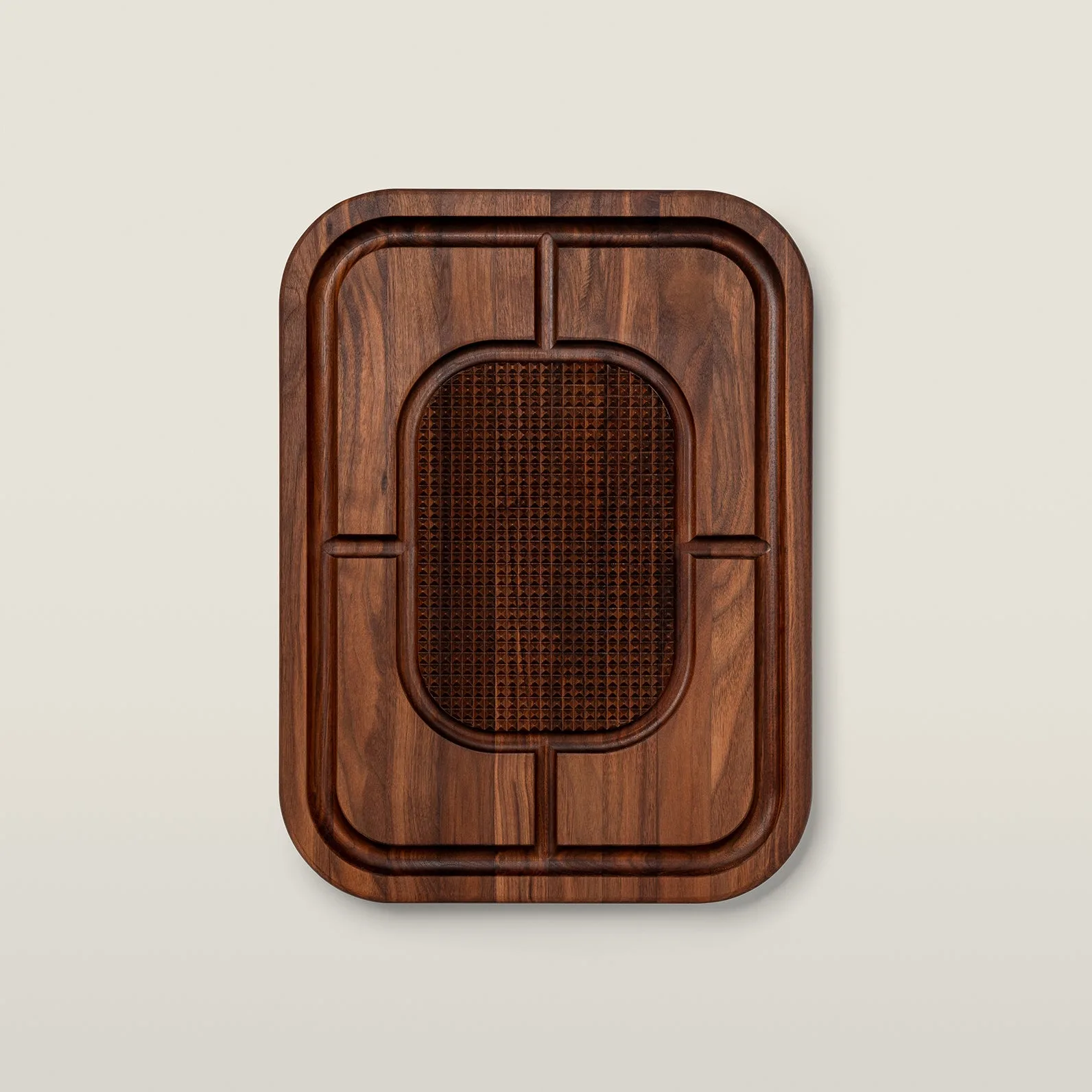 Walnut Mayan Carving Cutting Board With Juice Groove & Stabilizing Pyramid Design, 1-1/2" Thick (Carving Series)