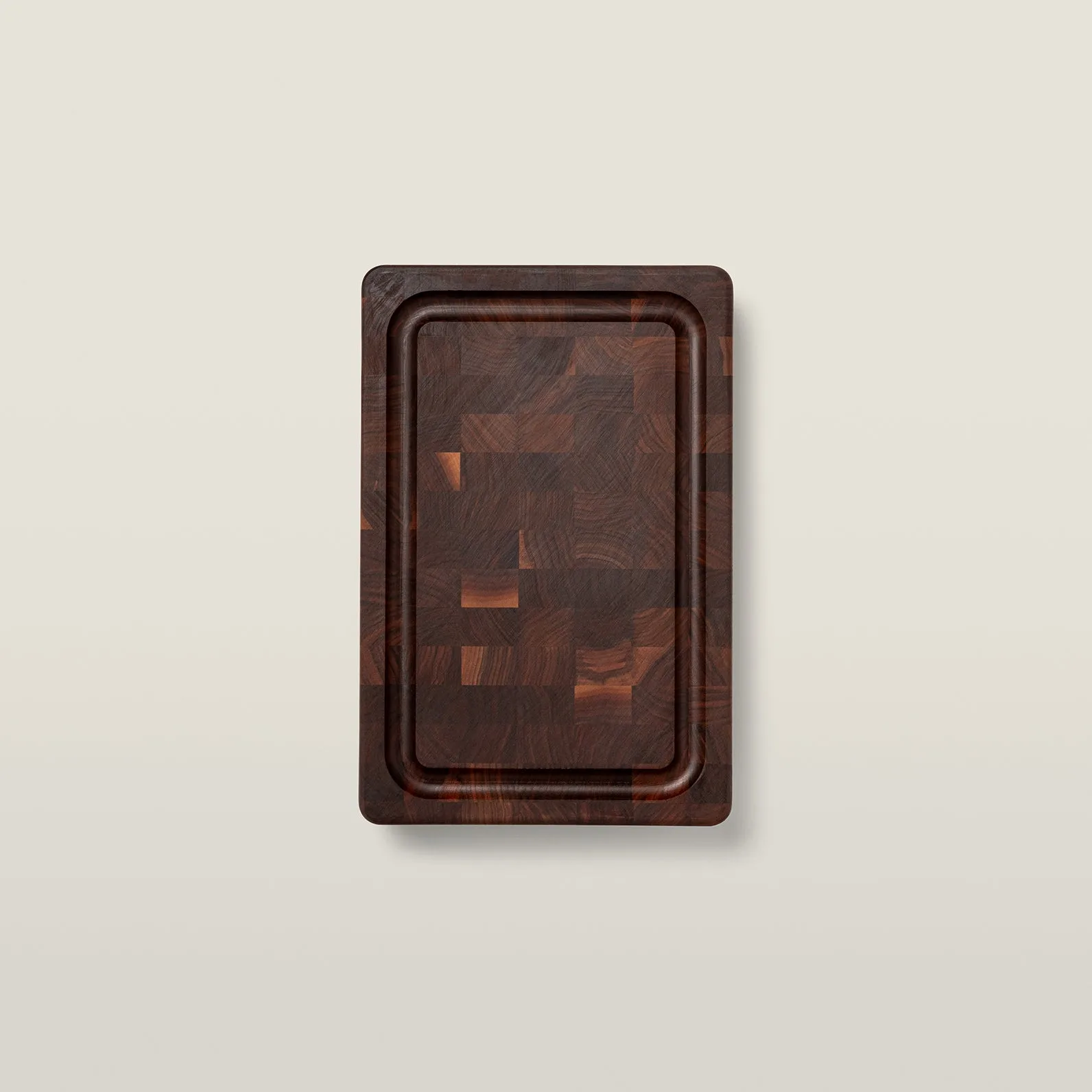 Walnut End Grain Chopping Block with Stainless Steel Bun feet, Juice Groove, 1-3/4" Thick (Bun Feet Series)