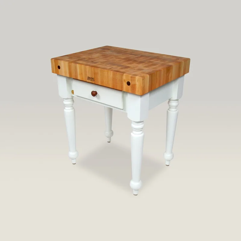 Maple Rustica Island With 4" Thick Top And Drawer