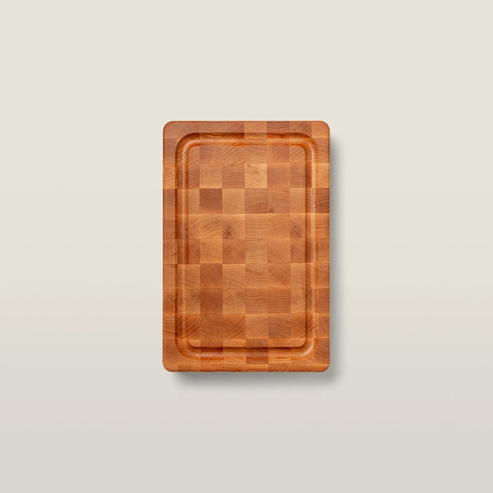Maple Wood End Grain Chopping Block with Stainless Steel Bun feet, w/Groove 1-3/4" Thick (Bun Feet Series)