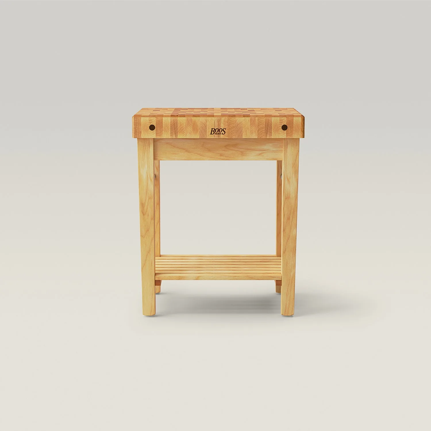 Maple Pro Prep Block With 4" Thick End Grain Top, Towel Bars And Lower Shelf