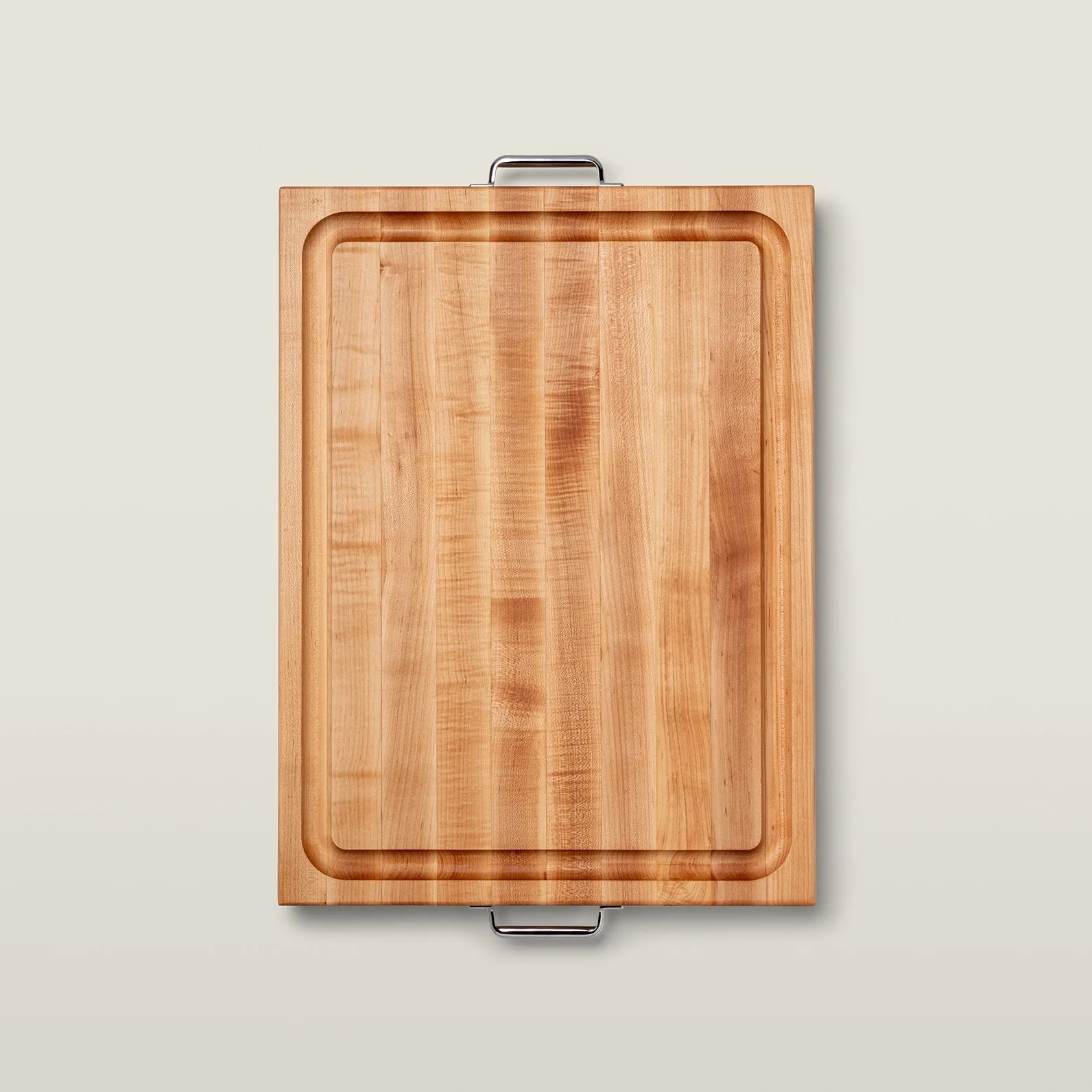 Maple RAFR Cutting Board With Juice Groove & Metal Handles 2-1/4" Thick (Handle Boards)