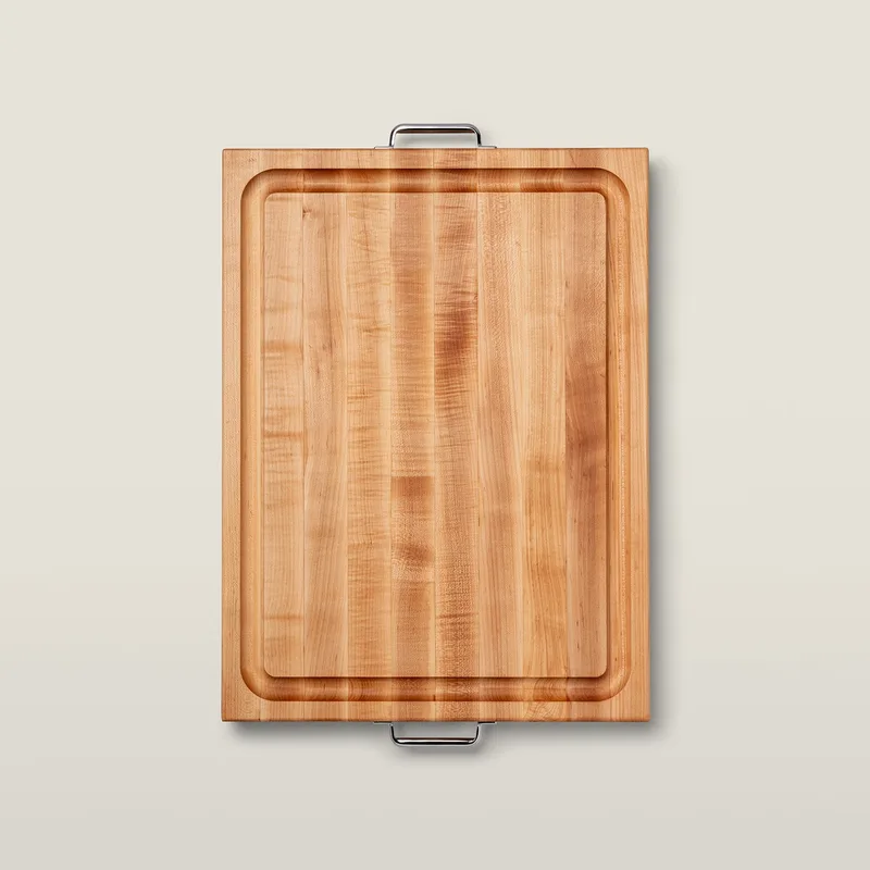Maple RAFR Cutting Board With Juice Groove & Metal Handles 2-1/4" Thick (Handle Boards)