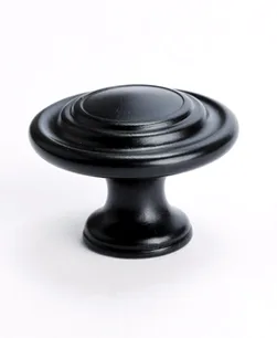 Traditional Advantage Four Matte Black Ringed Knob
